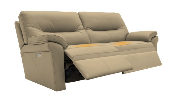 G Plan Seattle Heated Leather 3 Seater Electric Recliner Lumbar Support Cambridge Plaster